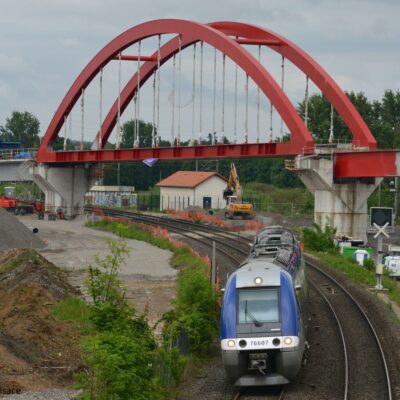 Streckenverlauf einer Strassenbahnlinie Strasbourg/Kehl