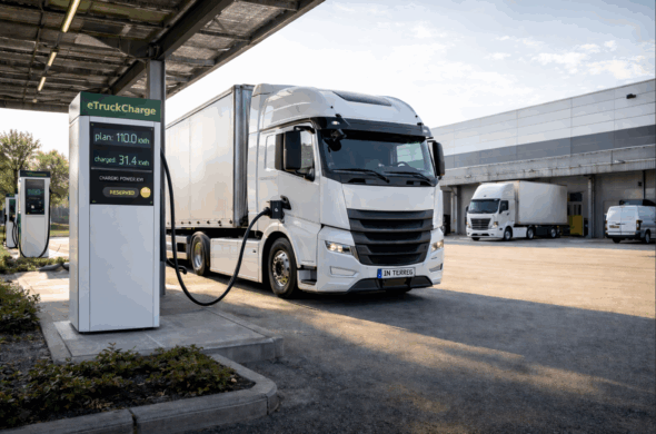 Konzept für ein verneztes System zum Laden von Elektro-Lkw im grenzüberschreitenden Verkehr