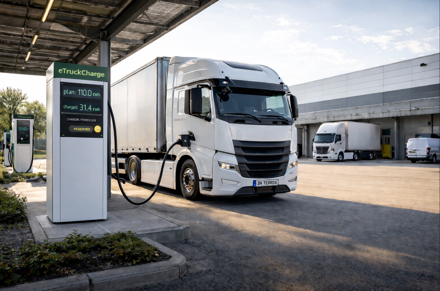 Konzept für ein verneztes System zum Laden von Elektro-Lkw im grenzüberschreitenden Verkehr